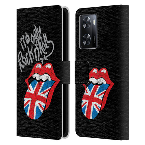 The Rolling Stones Albums Only Rock And Roll Distressed Leather Book Wallet Case Cover For OPPO A57s