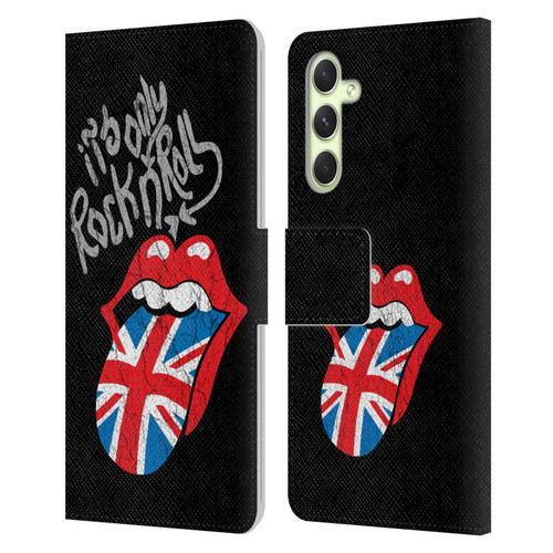 The Rolling Stones Albums Only Rock And Roll Distressed Leather Book Wallet Case Cover For Samsung Galaxy A54 5G