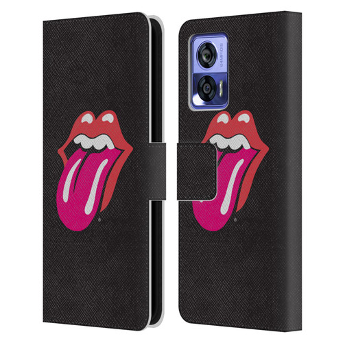 The Rolling Stones Graphics Pink Tongue Leather Book Wallet Case Cover For Motorola Edge 30 Neo 5G
