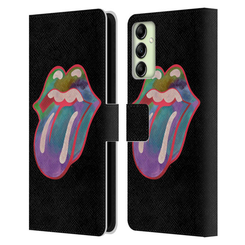 The Rolling Stones Graphics Watercolour Tongue Leather Book Wallet Case Cover For Samsung Galaxy A14 5G