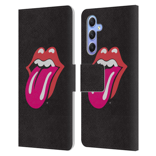The Rolling Stones Graphics Pink Tongue Leather Book Wallet Case Cover For Samsung Galaxy A34 5G