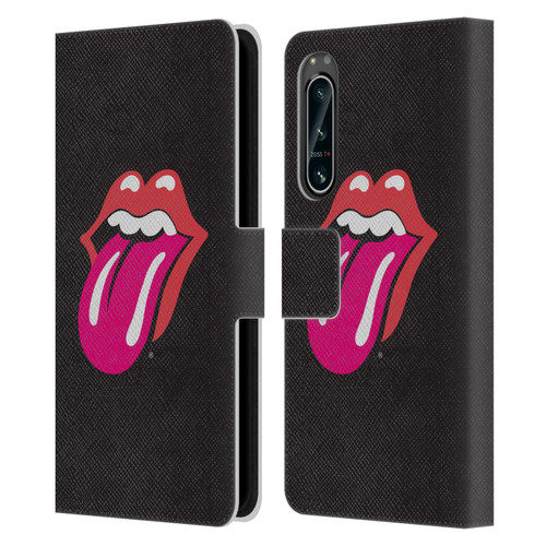 The Rolling Stones Graphics Pink Tongue Leather Book Wallet Case Cover For Sony Xperia 5 IV