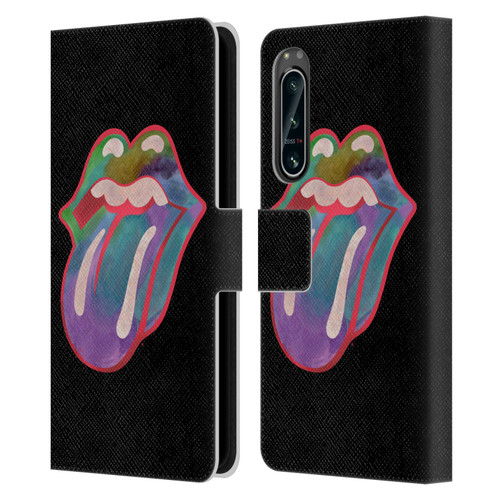 The Rolling Stones Graphics Watercolour Tongue Leather Book Wallet Case Cover For Sony Xperia 5 IV