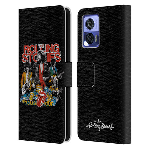 The Rolling Stones Key Art 78 Us Tour Vintage Leather Book Wallet Case Cover For Motorola Edge 30 Neo 5G