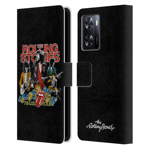 The Rolling Stones Key Art 78 Us Tour Vintage Leather Book Wallet Case Cover For OPPO A57s