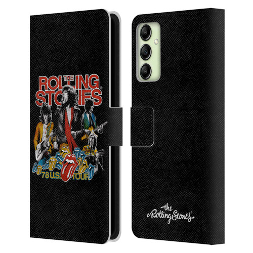 The Rolling Stones Key Art 78 Us Tour Vintage Leather Book Wallet Case Cover For Samsung Galaxy A14 5G