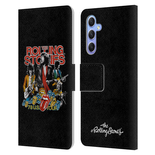 The Rolling Stones Key Art 78 Us Tour Vintage Leather Book Wallet Case Cover For Samsung Galaxy A34 5G