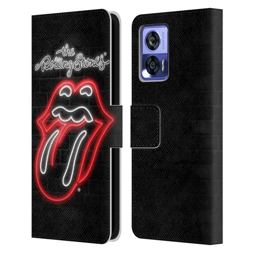 The Rolling Stones Licks Collection Neon Leather Book Wallet Case Cover For Motorola Edge 30 Neo 5G