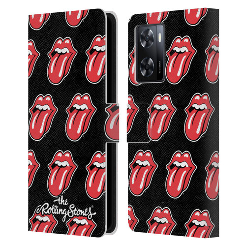 The Rolling Stones Licks Collection Tongue Classic Pattern Leather Book Wallet Case Cover For OPPO A57s