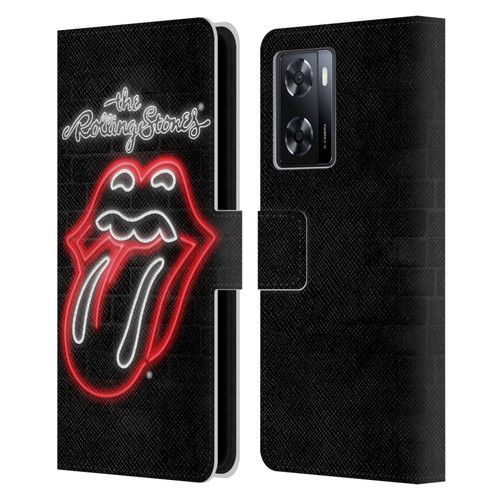 The Rolling Stones Licks Collection Neon Leather Book Wallet Case Cover For OPPO A57s