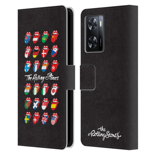 The Rolling Stones Licks Collection Flag Poster Leather Book Wallet Case Cover For OPPO A57s