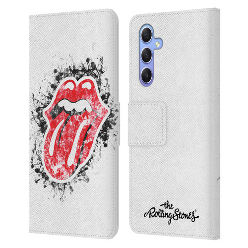 The Rolling Stones Licks Collection Distressed Look Tongue Leather Book Wallet Case Cover For Samsung Galaxy A34 5G