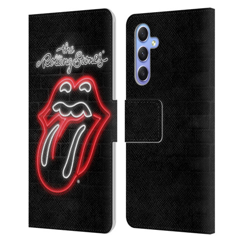 The Rolling Stones Licks Collection Neon Leather Book Wallet Case Cover For Samsung Galaxy A34 5G