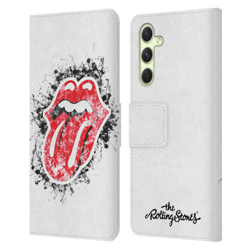 The Rolling Stones Licks Collection Distressed Look Tongue Leather Book Wallet Case Cover For Samsung Galaxy A54 5G