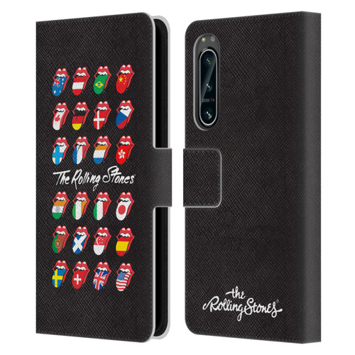 The Rolling Stones Licks Collection Flag Poster Leather Book Wallet Case Cover For Sony Xperia 5 IV