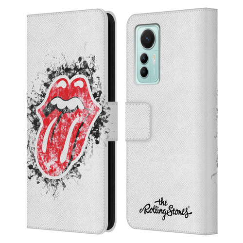 The Rolling Stones Licks Collection Distressed Look Tongue Leather Book Wallet Case Cover For Xiaomi 12 Lite