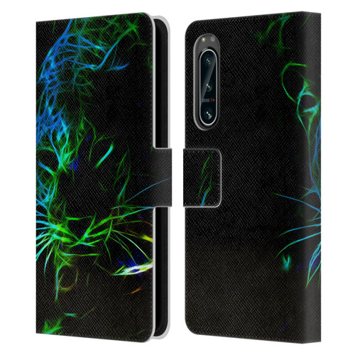 Simone Gatterwe Animals Neon Leopard Leather Book Wallet Case Cover For Sony Xperia 5 IV