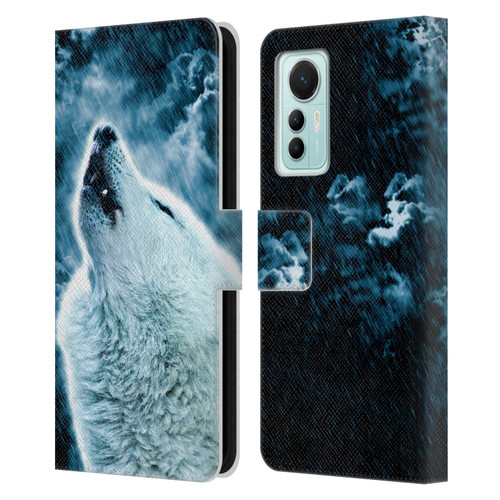 Simone Gatterwe Animals 2 Howling Wolf Leather Book Wallet Case Cover For Xiaomi 12 Lite