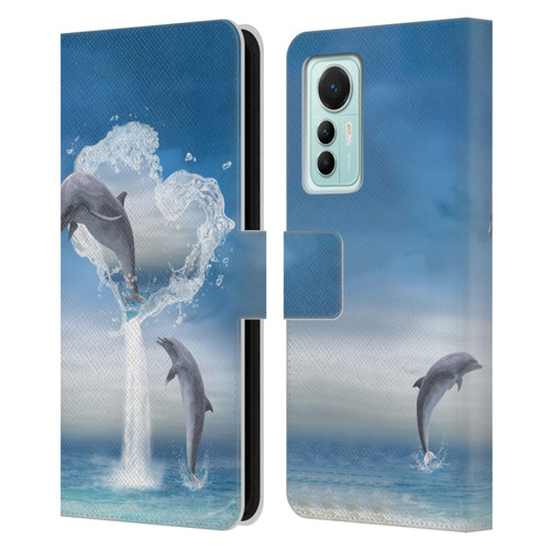 Simone Gatterwe Dolphins Lovers Leather Book Wallet Case Cover For Xiaomi 12 Lite