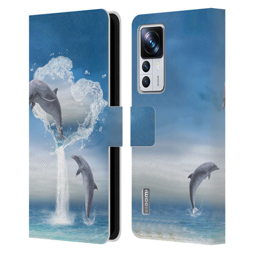 Simone Gatterwe Dolphins Lovers Leather Book Wallet Case Cover For Xiaomi 12T Pro