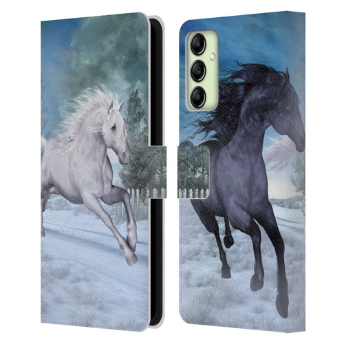 Simone Gatterwe Horses Freedom In The Snow Leather Book Wallet Case Cover For Samsung Galaxy A14 5G