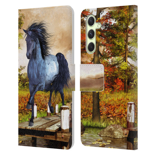 Simone Gatterwe Horses On The Lake Leather Book Wallet Case Cover For Samsung Galaxy A54 5G