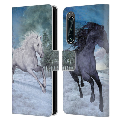 Simone Gatterwe Horses Freedom In The Snow Leather Book Wallet Case Cover For Sony Xperia 5 IV