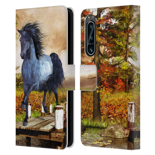 Simone Gatterwe Horses On The Lake Leather Book Wallet Case Cover For Sony Xperia 5 IV