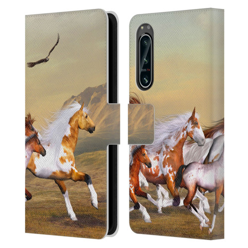 Simone Gatterwe Horses Wild Herd Leather Book Wallet Case Cover For Sony Xperia 5 IV