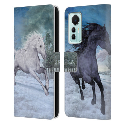 Simone Gatterwe Horses Freedom In The Snow Leather Book Wallet Case Cover For Xiaomi 12 Lite