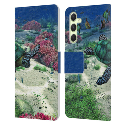 Simone Gatterwe Life In Sea Turtle Leather Book Wallet Case Cover For Samsung Galaxy A54 5G
