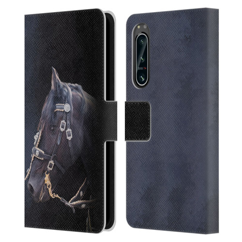 Simone Gatterwe Pegasus And Unicorns Friesian Horse Leather Book Wallet Case Cover For Sony Xperia 5 IV