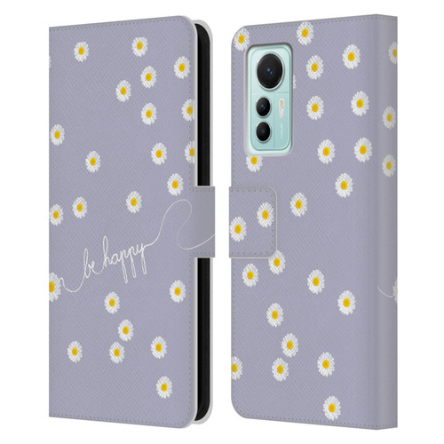 Monika Strigel Happy Daisy Lavender Leather Book Wallet Case Cover For Xiaomi 12 Lite