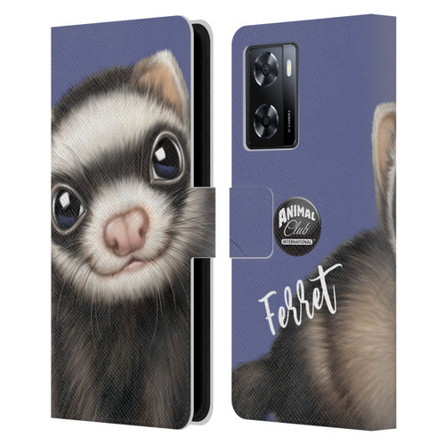 Animal Club International Faces Ferret Leather Book Wallet Case Cover For OPPO A57s