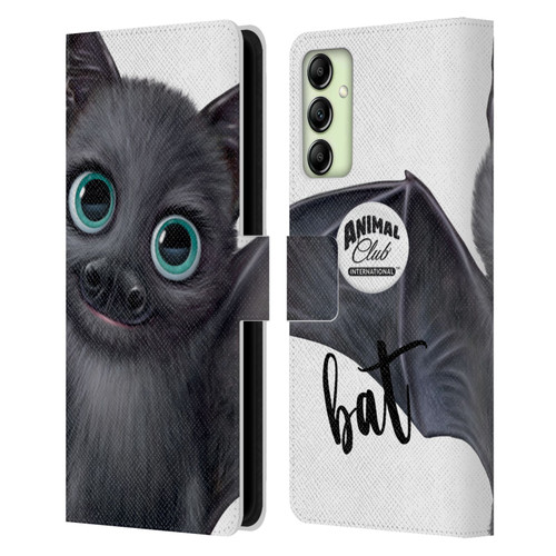 Animal Club International Faces Bat Leather Book Wallet Case Cover For Samsung Galaxy A14 5G