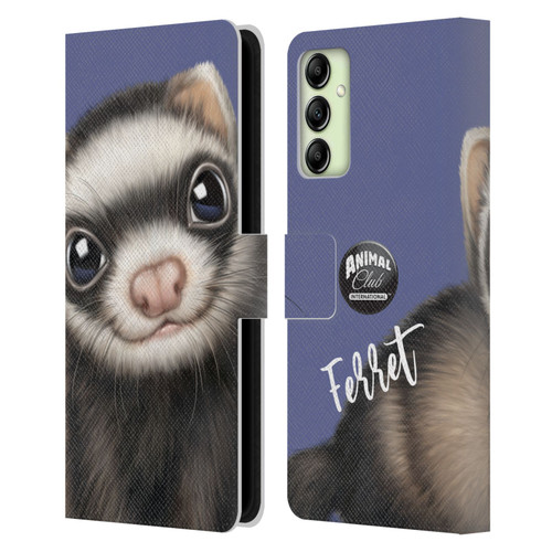 Animal Club International Faces Ferret Leather Book Wallet Case Cover For Samsung Galaxy A14 5G