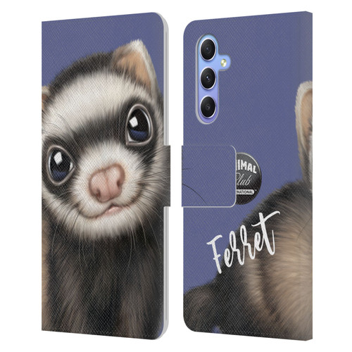 Animal Club International Faces Ferret Leather Book Wallet Case Cover For Samsung Galaxy A34 5G