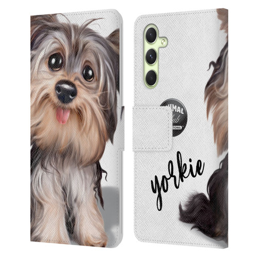 Animal Club International Faces Yorkie Leather Book Wallet Case Cover For Samsung Galaxy A54 5G