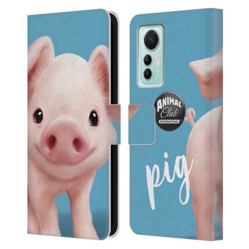 Animal Club International Faces Pig Leather Book Wallet Case Cover For Xiaomi 12 Lite