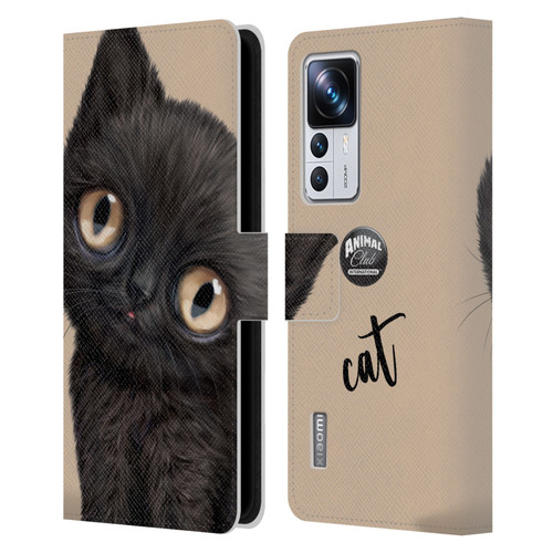 Animal Club International Faces Black Cat Leather Book Wallet Case Cover For Xiaomi 12T Pro