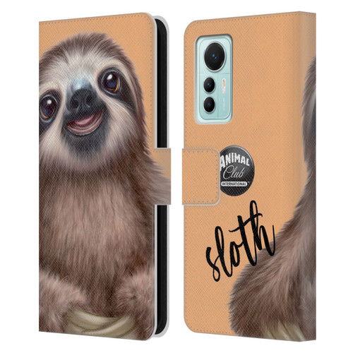 Animal Club International Faces Sloth Leather Book Wallet Case Cover For Xiaomi 12 Lite