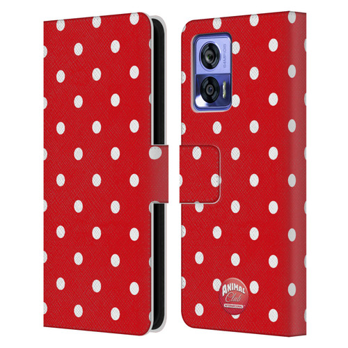 Animal Club International Patterns Polka Dots Red Leather Book Wallet Case Cover For Motorola Edge 30 Neo 5G
