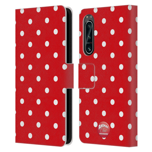 Animal Club International Patterns Polka Dots Red Leather Book Wallet Case Cover For Sony Xperia 5 IV