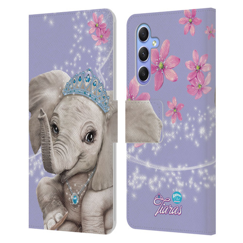 Animal Club International Royal Faces Elephant Leather Book Wallet Case Cover For Samsung Galaxy A34 5G