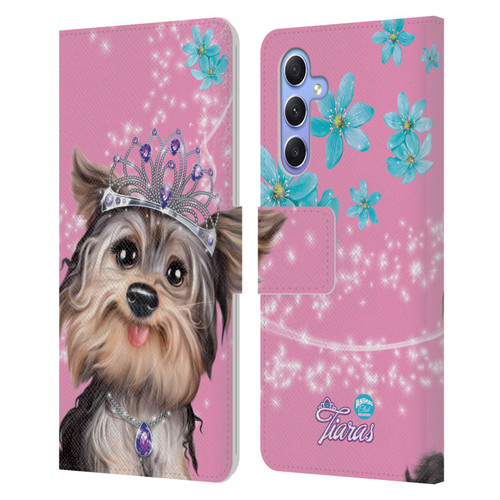 Animal Club International Royal Faces Yorkie Leather Book Wallet Case Cover For Samsung Galaxy A34 5G