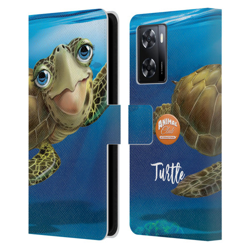 Animal Club International Underwater Sea Turtle Leather Book Wallet Case Cover For OPPO A57s