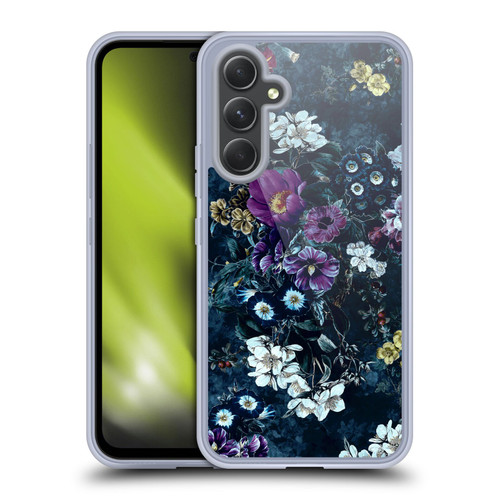 Riza Peker Night Floral Purple Flowers Soft Gel Case for Samsung Galaxy A54 5G