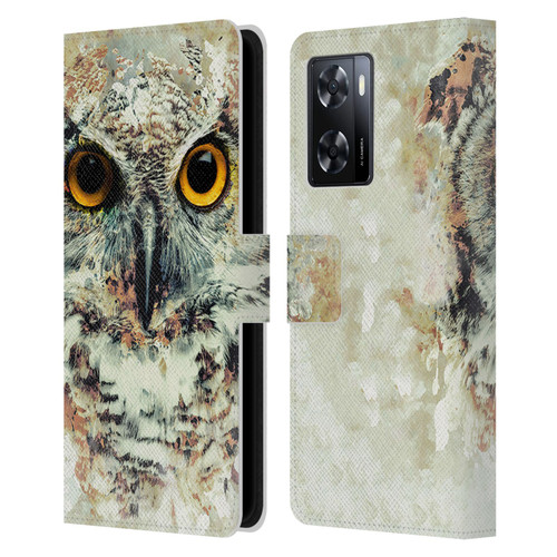 Riza Peker Animals Owl II Leather Book Wallet Case Cover For OPPO A57s