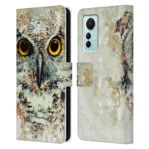 Riza Peker Animals Owl II Leather Book Wallet Case Cover For Xiaomi 12 Lite