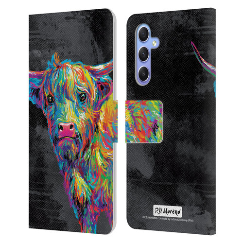 P.D. Moreno Animals II Reuben The Highland Cow Leather Book Wallet Case Cover For Samsung Galaxy A34 5G